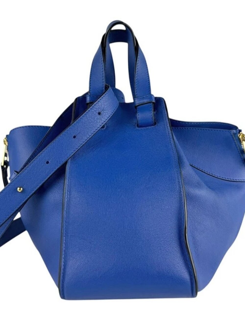 LOEWE Hammock Handbag Shoulder Bag Blue Leather/Goldtone